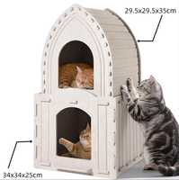 Maison pour chat d'intérieur en feutre multi-chats, lit pour animaux de compagnie de style moderne, lit-caverne pour chat à deux niveaux fermé.