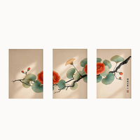 HAOWAI OEMODM 3pcs Seni Dinding Ginkgo Jepang, Cetakan Botani Japandi, Dekorasi Poster Bunga Ginkgo Vintage, Dekorasi Rumah Netral