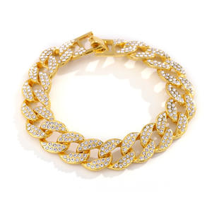 Pulsera de Cadena Cubana Tiyo, Chapada en Oro de 14K, Aleación de Zinc con Incrustaciones de Circonitas, Unisex, Joyería Moderna para Compromiso - Product Image 5