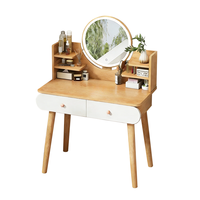 Coiffeuse moderne avec miroir LED intégré et commodes, Meuble de rangement design avec miroir pleine longueur