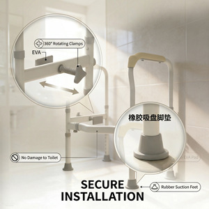 Toilet <b>Grab</b> <b>Bar</b> With 5 Level Height Adjustment Anti Slip Handrail For Elderly Assistance - Product Image 2