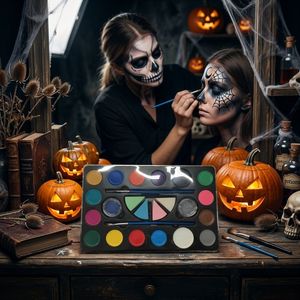 Kit Profesional de Pintura Facial y Corporal de 15 Colores, a Base de Agua, con Pinceles, Esponjas y Purpurina para Niños, Fiestas de Halloween - Product Image 5