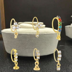 Altın kaplama Dangle burun Piercing <span class=keywords><strong>Hoop</strong></span> moda elmas burun yüzük kadın erkek ince Piercing takı - Product Image 3