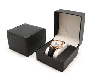 Boîte cadeau de montre de luxe en cuir artificiel avec logo personnalisé Boîte à bijoux