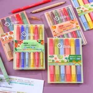 Ensemble de 6 stylos fluorescents à double pointe, beaux marqueurs pastel parfumés aux fleurs, surligneurs <span class=keywords><strong>kawaii</strong></span>, stylos à <span class=keywords><strong>dessin</strong></span> et à gribouillage - Product Image 1