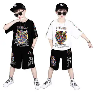 Children's clothing children's short-sleeved suit casual tiger head big boy two-piece suit 2022 new summer children's gift sets