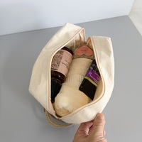 Trousse de Toilette en Jute Non Blanchie avec Fermeture Éclair, Grande Ouverture, Doublure Naturelle, Sac de Voyage Organisateur pour Hommes, Extérieur