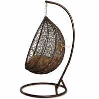 Chaise d'extérieur en rotin pour hamac avec cadre en métal, balançoire à oeufs pour adultes, noire
