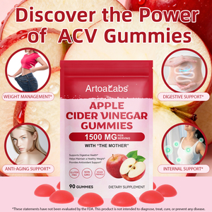 ArtoaLabs 90 Caramelle Gommose Senza Zucchero e Senza Glutine per la Perdita di Peso, Vitamine B6 B12 Vegane, Aceto di Sidro di Mele per Donne - Product Image 2