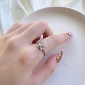 Dylam Anniversary Gift Modern Butterflies Fine Jewelry for Women Shiny Korea Personalized S925 <b>Silver</b> <b>Sterling</b> <b>Rings</b> - Product Image 2
