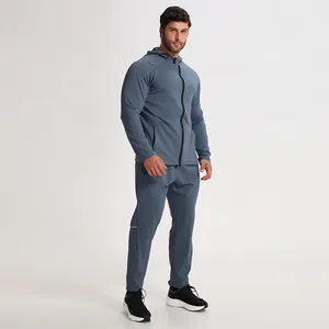 Spor ceket Hoodie ve Jogger seti erkekler koşu spor 2 parça sonbahar elbise eşofman erkekler için özel Logo