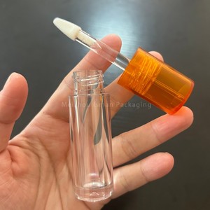 ISMAN Vente en gros de contenants transparents ronds pour <span class=keywords><strong>gloss</strong></span> à lèvres de 4 ml, couleur orange, avec un grand pinceau triangulaire, tube pour <span class=keywords><strong>gloss</strong></span> à lèvres, emballage personnalisé avec logo - Product Image 5