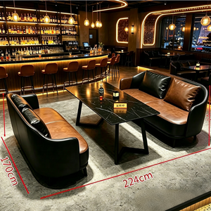 Conjunto de <span class=keywords><strong>Bar</strong></span> Industrial-Retro de Bambú para Exteriores con Sofá Tipo Booth y Sillas de Comedor para Cafeterías, Restaurantes y Bistrós - Product Image 2