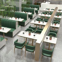 Ensemble table et chaises de restaurant commercial moderne avec banquettes, construction métallique durable pour salons de thé et restauration rapide