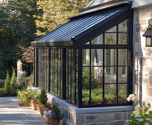 <span class=keywords><strong>Precio</strong></span> de Fábrica, Invernadero de Aluminio y Vidrio para Patio Exterior, Resistente al Viento, con Techo Triangular, para Villas y Apartamentos - Product Image 4