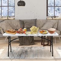 Table pliante de 6 pieds, en plastique, rectangulaire, pour patio, repas, fête, camping, pique-nique, banquet