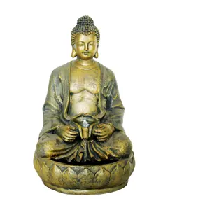 Fuente de Buda única, Buda de resina solar para exteriores en estado meditativo