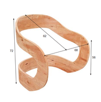 Fauteuil d'appoint en eucalyptus avec panneaux courbés en contreplaqué, design moderne pour hôtel, salle à manger, salon et chambre à coucher, structure de meuble
