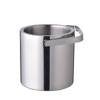 Seau à glace isotherme double paroi 1,3 L en acier inoxydable poli miroir, avec poignée, pour la crème glacée et les outils de bar