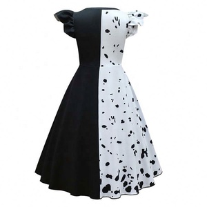 Costume de cosplay d'Halloween pour filles, noir et blanc, jeu de rôle, costume de <span class=keywords><strong>Cruella</strong></span>, ensemble complet de costumes - Product Image 5