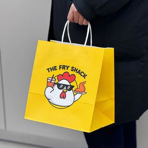 Bolsa de Papel Kraft Ecológica, Biodegradable, Reciclable y Desechable para Comida para Llevar, con Logotipo Personalizado, para Entrega Rápida de Comida de Restaurantes - Product Image 3
