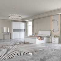 Offre Spéciale : Ensemble de Chambre King Size avec Armoire à Portes Coulissantes en Bois, Coiffeuse et Lit de Rangement