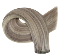 Extensions de cheveux humains gris balayage, cheveux vierges bruts Remy d'un seul donneur, trame Genius doublement tirée, coupable et teintable