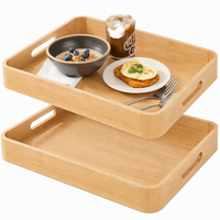 Nieuwe 2 stuks wegwerp bamboe serveerschaal met handvat, minimalistisch design voor visgerecht, snack, ontbijt, fruit, milieuvriendelijke schaaltjes