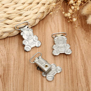 Attache-sucette en alliage de zinc en forme d'ours argenté 25 mm, attache-sucette pour bébé, attache-sucette, accessoire d'alimentation pour nourrissons, attaches pour vêtements - Product Image 5