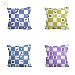 Wholesale custom checkerboard Modern style textured pillowcases 45x45 letter pillowcases home decor cushion covers