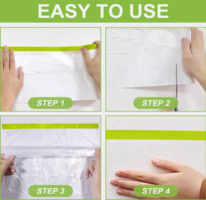 Película de Vinilo HDPE Preencintada para Pintar, Película Protectora para Decoración, Rollo de Película de Enmascaramiento Rápido con Cinta Adhesiva para Automóviles - Product Image 4