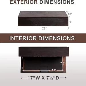 Étagère murale flottante en bois massif de haute qualité, style rustique, avec compartiment secret dissimulé pour le rangement d'armes à feu - Product Image 2