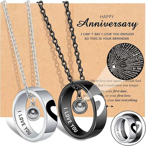 Collares de Proyección para Parejas, Anillos de Promesa a Juego para Mujer y Hombre, Collar de Acero Inoxidable, Regalo para el Día de San Valentín - Product Image 5