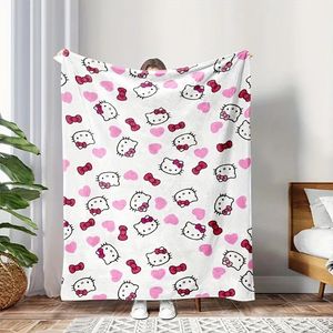 Tùy Chỉnh Ném Chăn <span class=keywords><strong>Hello</strong></span> <span class=keywords><strong>Kitty</strong></span> & Trái Tim In Mềm Chăn Đa-Mục Đích Chăn Cho Phòng Khách Phòng Ngủ Cắm Trại Du Lịch - Product Image 1