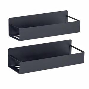 Kitchen Spice Organizer Double Tier 4 Pack Metal Black Wall Mounted Fridge Magnetic Spice <strong>Racks</strong> for Refrigerator - Product Image 1