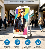 Afficheur LED avec cadre protégé par GOB, avec roulettes, corps en aluminium fin, commande à distance par application, panneau publicitaire numérique