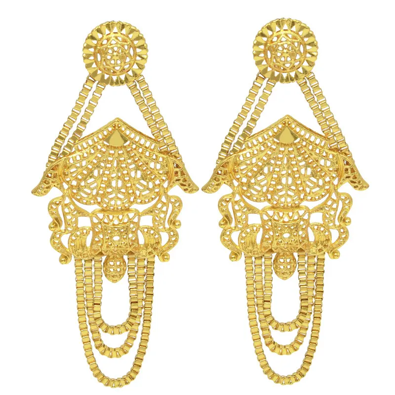 New Trend 24K Gold Plated Middle Eastern Bride Earrings Luxury Charming Dubai Wedding Women Tassel Earrings