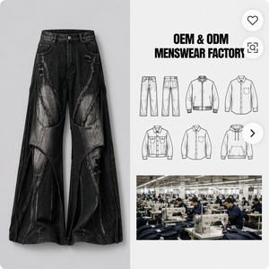 <span class=keywords><strong>Jeans</strong></span> <span class=keywords><strong>Premium</strong></span> da Uomo in Denim Distressed a Zampa, Pantaloni in Denim Pesante Lavato, Pantaloni a Zampa di Lusso con Effetto Stone Wash - Product Image 1