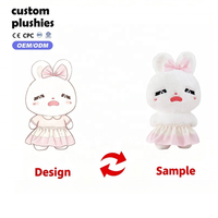 Niedliches Weißes Hasen-Plüschtier mit Rosa Gingham-Schleifenrock, Trauriges Gesicht, Flauschiges Kaninchen-Stofftier, Kawaii Kindergeschenk, Sofa-Schlafdekoration