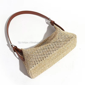 Women's Fashion Retro Single Shoulder Underarm Woven <b>Bag</b> Summer Zipper Closure Crossbody <b>Accessory</b> Casual Vacation Straw Tanjing - Product Image 4