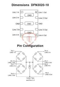 Leiditech LC3374N DFN3020-10 4 线 TVS，用于以太网接口 - Product Image 2