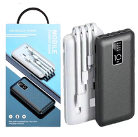 Banque d'Alimentation Portable 20000 mAh avec 4 Câbles Intégrés et 3 Ports USB, Charge Rapide Personnalisée pour Téléphones, pour Oraimo