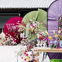 Backdrop Kain Berbentuk Kipas untuk Panggung Pesta, Dekorasi Tirai Kain untuk Pernikahan