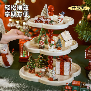 Christmas Decorative Tiered Tray 2 Tier Plastic Desktop Storage Rack For Living Room Bedroom Ornament Display - Product Image 4