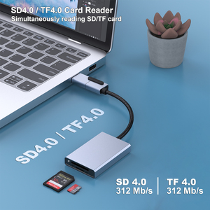 Tùy chỉnh SD 4.0 2-in-1 Bộ nhớ đầu đọ<span class=keywords><strong>c</strong></span> thẻ USB-<span class=keywords><strong>C</strong></span>/A & DC đầu ra cho máy tính xách tay sử dụng hỗ trợ SDXC/SDHC/ - Product Image 2