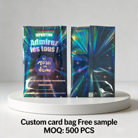 Cartes de collection personnalisables avec logo gravé, impression holographique, sac scellé au dos avec encoche de déchirement, résistant à l'humidité et anti-fuite