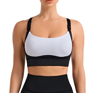 Soutien-gorge de sport pour femme à maintien élevé, gris, bretelles noires, pour yoga et entraînement, confortable et respirant, haut de sport - Product Image 1
