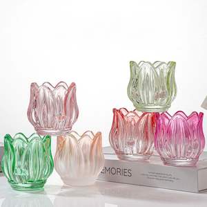 Portavelas Romántico y Elegante de Cristal con Forma de Tulipán de 115 ml, para Decoración de Bodas y Navidad - Product Image 1