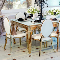 Sillas de Boda Doradas Europeas para Hotel, Cojín de Tela, Metal Dorado, Acero Inoxidable, Muebles para Sala de Estar, Villa, Eventos, Fiestas, Comedor