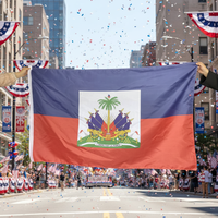 Drapeau de cape personnalisé 3x5 pieds aux couleurs vives pour les événements de football, la fête nationale, les jeux sportifs, drapeau haïtien